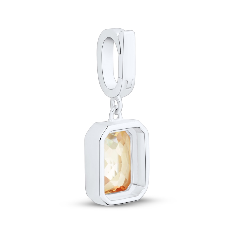 Main Image 3 of Charmed Memories Emerald-Cut Orange Cubic Zirconia Charm Sterling Silver