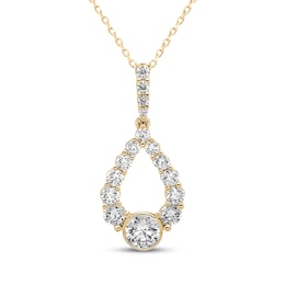 Milestones Diamond Teardrop Necklace 1-1/2 ct tw 10K Yellow Gold 18&quot;