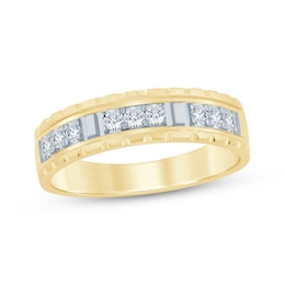 Now + Forever Men's Diamond Trios Wedding Band 1/3 ct tw 10K Two-Tone Gold