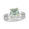 Neil Lane Square Emerald-Cut Green Quartz Bridal Set 5/8 ct tw Diamond 14K White Gold