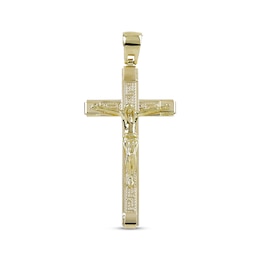 Men's Crucifix Greek Key Charm 10K Yellow Gold