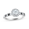 Thumbnail Image 1 of Princess & Round-Cut Black & White Diamond Engagement Ring 1 ct tw 14K White Gold