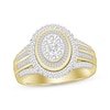 Thumbnail Image 1 of Round & Baguette-Cut Multi-Diamond Center Oval Engagement Ring 1 ct tw 10K Yellow Gold