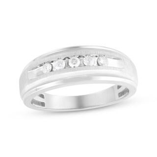 18ct Diamond Corner Band Ring White Gold Mens Ring SizeR, 021000111374