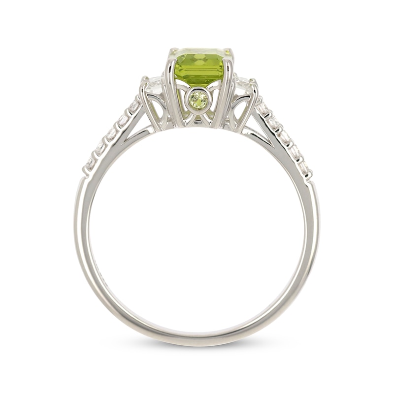 Emerald-Cut Peridot & White Lab-Created Sapphire Ring Sterling Silver | Kay