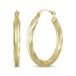 Polished Twist Hoop Earrings 14K Yellow Gold 20mm