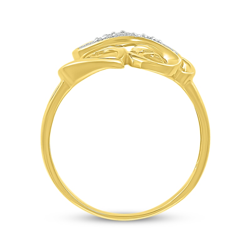 Main Image 3 of Diamond Accent Double Heart Infinity Ring 10K Yellow Gold