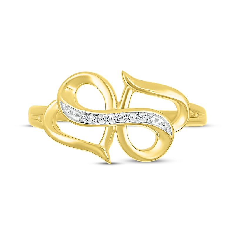 Main Image 4 of Diamond Accent Double Heart Infinity Ring 10K Yellow Gold