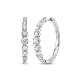 Diamond Graduated Hoop Earrings 3/4 ct tw 10K White Gold