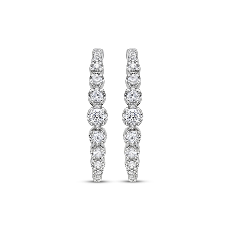 Main Image 2 of Diamond Graduated Hoop Earrings 3/4 ct tw 10K White Gold