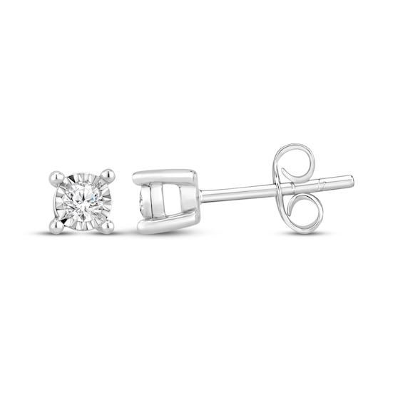 Diamond Solitaire Stud Earrings 1/6 ct tw Sterling Silver (J/I3)