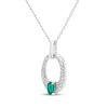 Thumbnail Image 2 of Oval-Cut Lab-Created Emerald & White Lab-Created Sapphire Oval Frame Necklace Sterling Silver 18&quot;