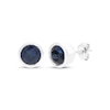 Thumbnail Image 1 of Blue Lab-Created Sapphire Solitaire Bezel-Set Stud Earrings Sterling Silver