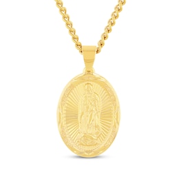 Our Lady of Guadalupe Necklace Yellow Ion-Plated Stainless Steel 24&quot;