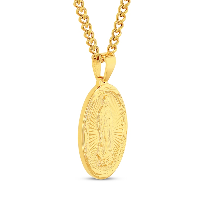 Our Lady of Guadalupe Necklace Yellow Ion-Plated Stainless Steel 24"