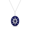 Thumbnail Image 0 of Enamel & Oval-Cut Blue Lab-Created Sapphire Star Locket Necklace Sterling Silver 18"