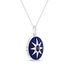 Thumbnail Image 1 of Enamel & Oval-Cut Blue Lab-Created Sapphire Star Locket Necklace Sterling Silver 18"