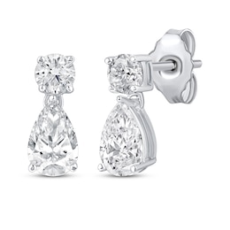 Lab-Created Diamonds by KAY Certified Pear-Shaped & Round-Cut Dangle Earrings 3/4 ct tw 10K White Gold