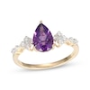 Thumbnail Image 1 of Pear-Shaped Natural Amethyst & Diamond Ring 1/8 ct tw 10K Yellow Gold