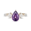 Thumbnail Image 3 of Pear-Shaped Natural Amethyst & Diamond Ring 1/8 ct tw 10K Yellow Gold