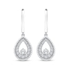 Thumbnail Image 2 of Threads of Love Diamond Teardrop Dangle Hoop Earrings 1/2 ct tw 10K White Gold