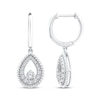 Thumbnail Image 3 of Threads of Love Diamond Teardrop Dangle Hoop Earrings 1/2 ct tw 10K White Gold