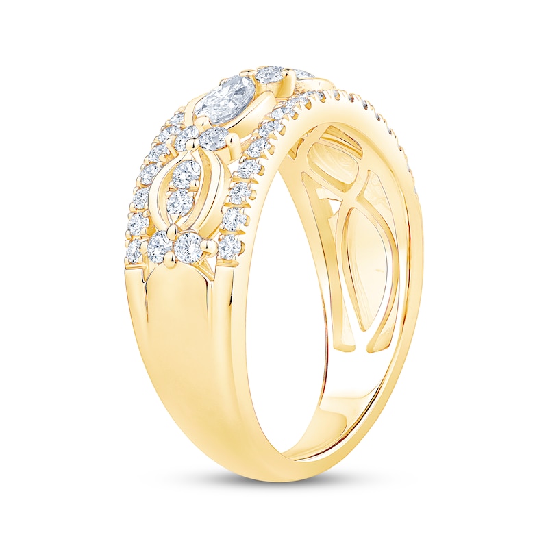 Marquise & Round-Cut Diamond Anniversary Ring 7/8 ct tw 14K Yellow Gold