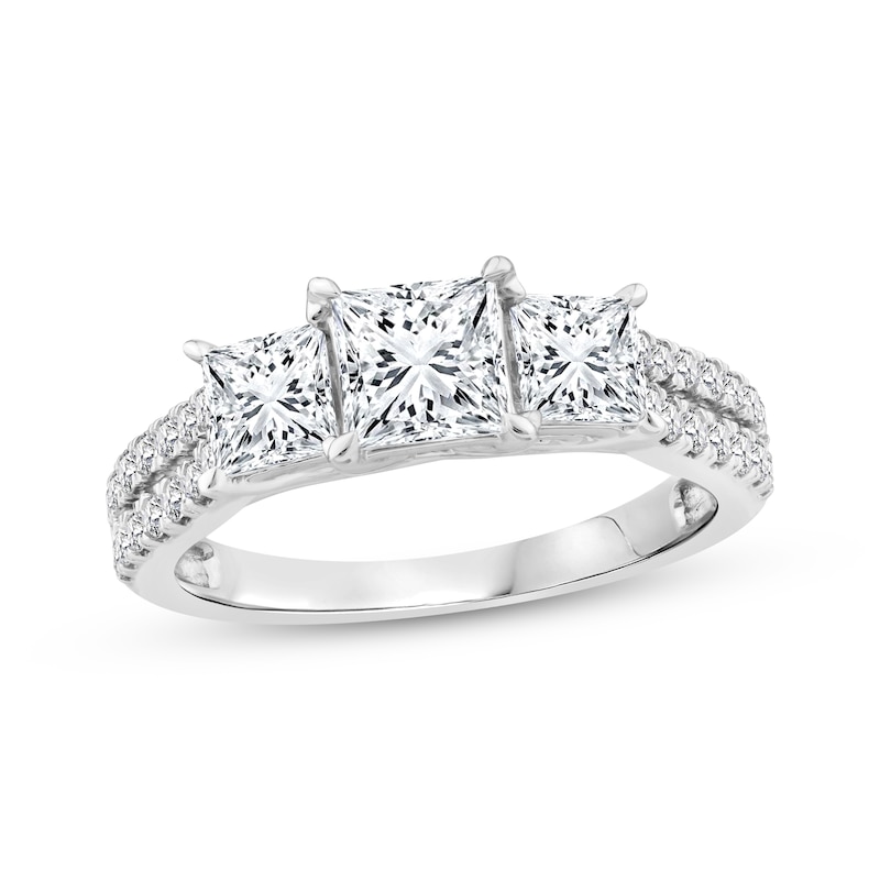 Main Image 1 of Memories Moments Magic Princess-Cut Lab-Grown Diamond Engagement Ring 2-1/3 ct tw 14K White Gold