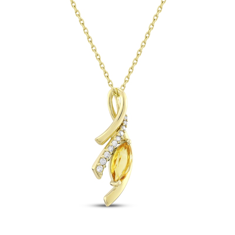 Main Image 2 of Marquise-Cut Citrine & Diamond Twist Necklace 1/10 ct tw 14K Yellow Gold