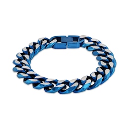Solid Bracelet Steel & Blue Ion Plating Bracelet 8.5&quot;