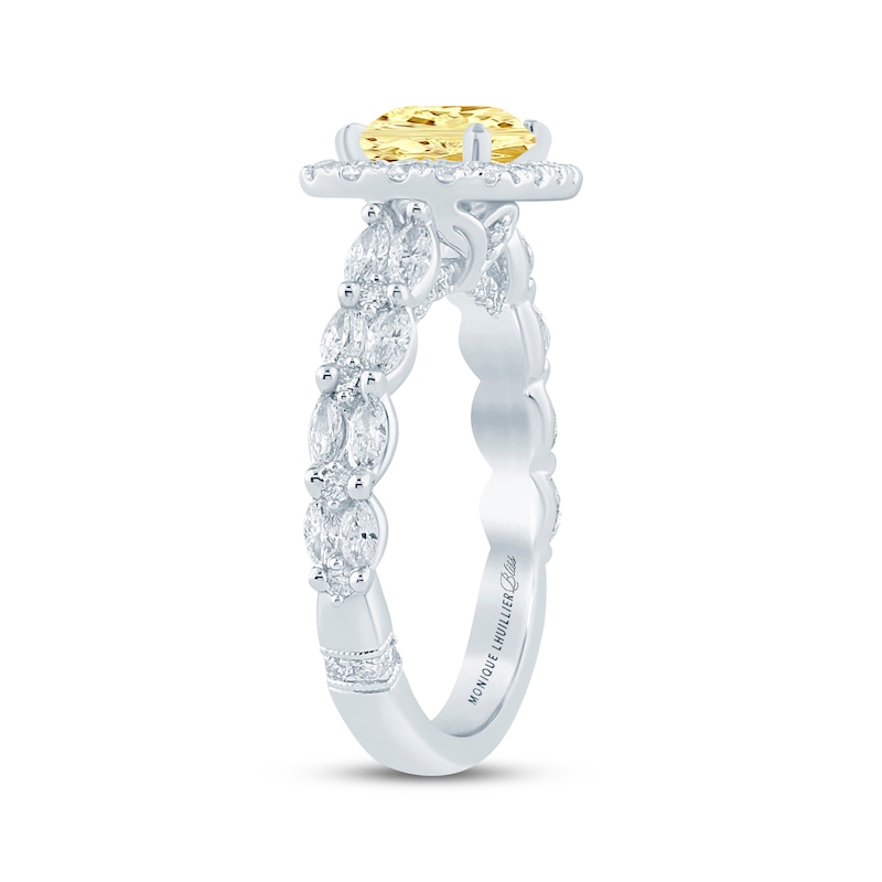 Monique Lhuillier Bliss Princess-Cut Yellow & White Lab-Grown Diamond Engagement Ring 2-1/2 ct tw 18K White Gold