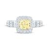 Thumbnail Image 3 of Monique Lhuillier Bliss Princess-Cut Yellow & White Diamond Engagement Ring 2-1/2 ct tw 18K White Gold