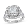 Thumbnail Image 1 of Princess-Cut Multi-Diamond Double Halo Engagement Ring 1 ct tw 10K White Gold