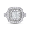 Thumbnail Image 3 of Princess-Cut Multi-Diamond Double Halo Engagement Ring 1 ct tw 10K White Gold