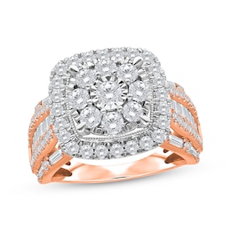 Now + Forever Multi-Diamond Cushion-Shaped Halo Engagement Ring 2 ct tw 10K Two-Tone Gold