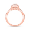 Thumbnail Image 2 of Round-Cut Diamond Double Cushion Halo Engagement Ring 1/2 ct tw 10K Rose Gold