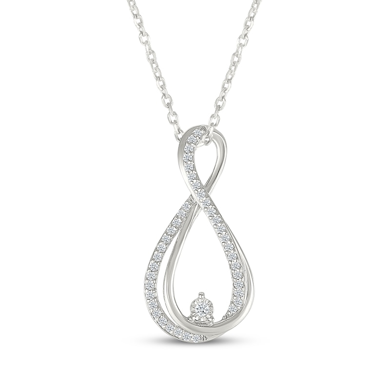 Main Image 1 of Diamond Twist Infinity Necklace 1/6 ct tw 10K White Gold 18&quot;