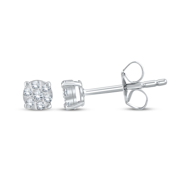 Main Image 1 of Multi-Diamond Stud Earrings 1/10 ct tw 10K White Gold