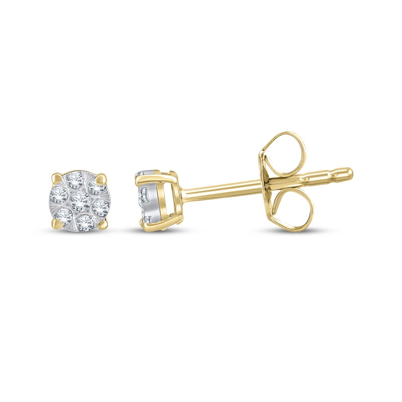 Main Image 1 of Multi-Diamond Stud Earrings 1/10 ct tw 10K Yellow Gold