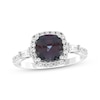 Thumbnail Image 0 of Cushion-Cut Lab-Created Alexandrite & White Lab-Created Sapphire Halo Ring Sterling Silver