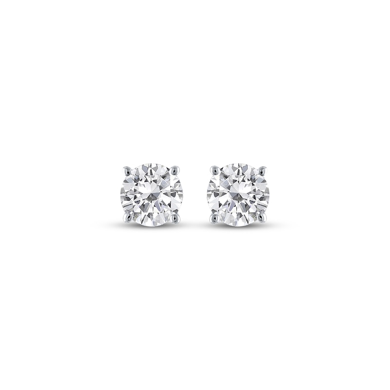 Main Image 2 of Round-Cut Diamond Solitaire Stud Earrings 1/3 ct tw 10K White Gold (I/I3)