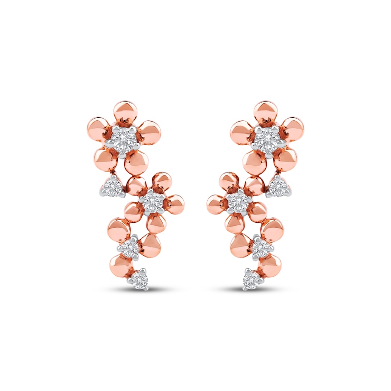 Main Image 2 of Diamond Flower Trio Earrings 1/10 ct tw 10K Rose Gold