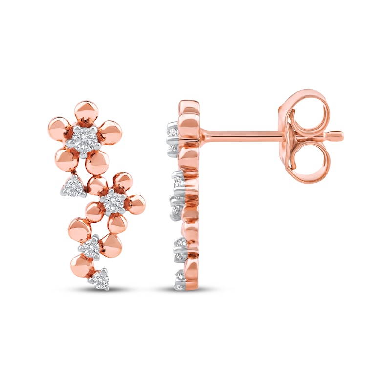 Main Image 3 of Diamond Flower Trio Earrings 1/10 ct tw 10K Rose Gold