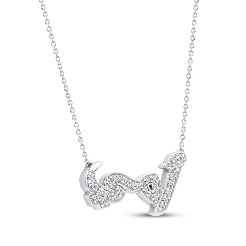 Main Image 2 of Diamond Arabic &quot;Mother&quot; Necklace 1/5 ct tw 10K White Gold 18&quot;