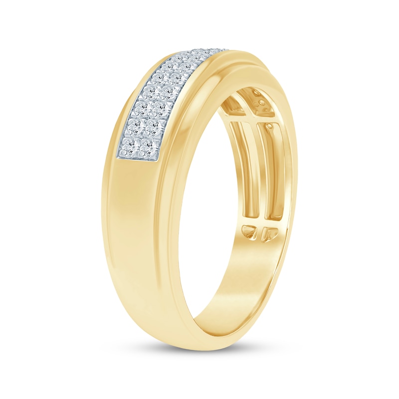 Main Image 2 of Men's Diamond Wedding Band 1/4 ct tw 10K Yellow Gold