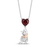 Thumbnail Image 1 of Disney Treasures Winnie the Pooh Heart-Shaped Garnet & Diamond Accent Necklace Sterling Silver & 10K Rose Gold 18&quot;