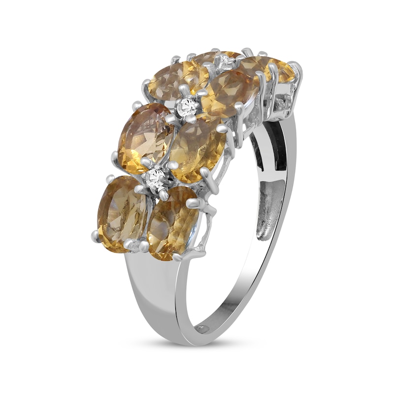 Main Image 2 of Oval-Cut Citrine & White Lab-Created Sapphire Multi-Row Ring Sterling Silver