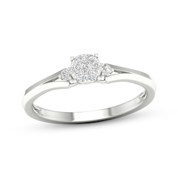 KAY Lab-Grown Diamonds Multi-Stone Split Shank Promise Ring 1/10 ct tw Sterling Silver