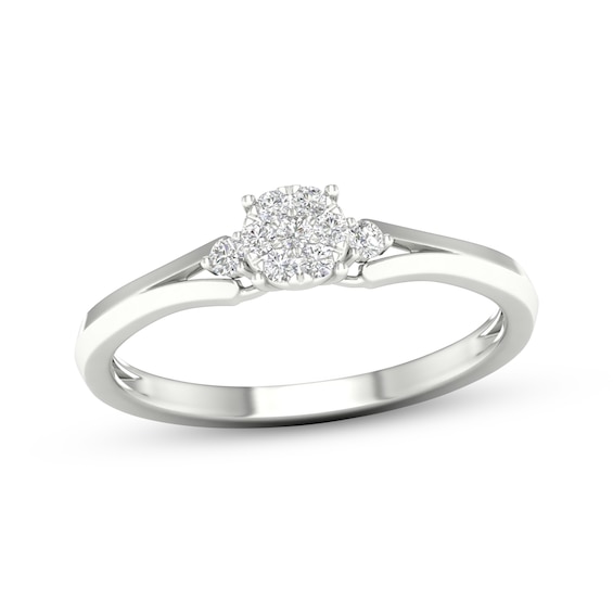 Lab-Grown Diamonds by KAY Multi-Stone Split Shank Promise Ring 1/10 ct tw Sterling Silver