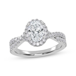 Now + Forever Oval-Cut Lab-Grown Diamond Halo Engagement Ring 1-1/4 ct tw 14K White Gold